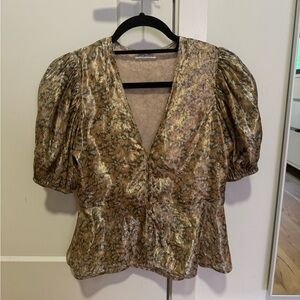 Loveshackfancy Metallic Party Holiday Peplum Top